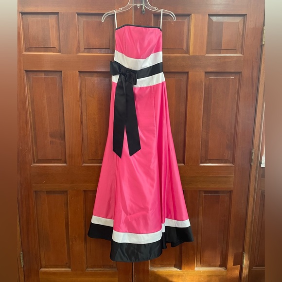 ⭐️HP⭐️ Gorgeous Floor Length Pink, Black, and White Jessica McClinktock Dress - Picture 5 of 13